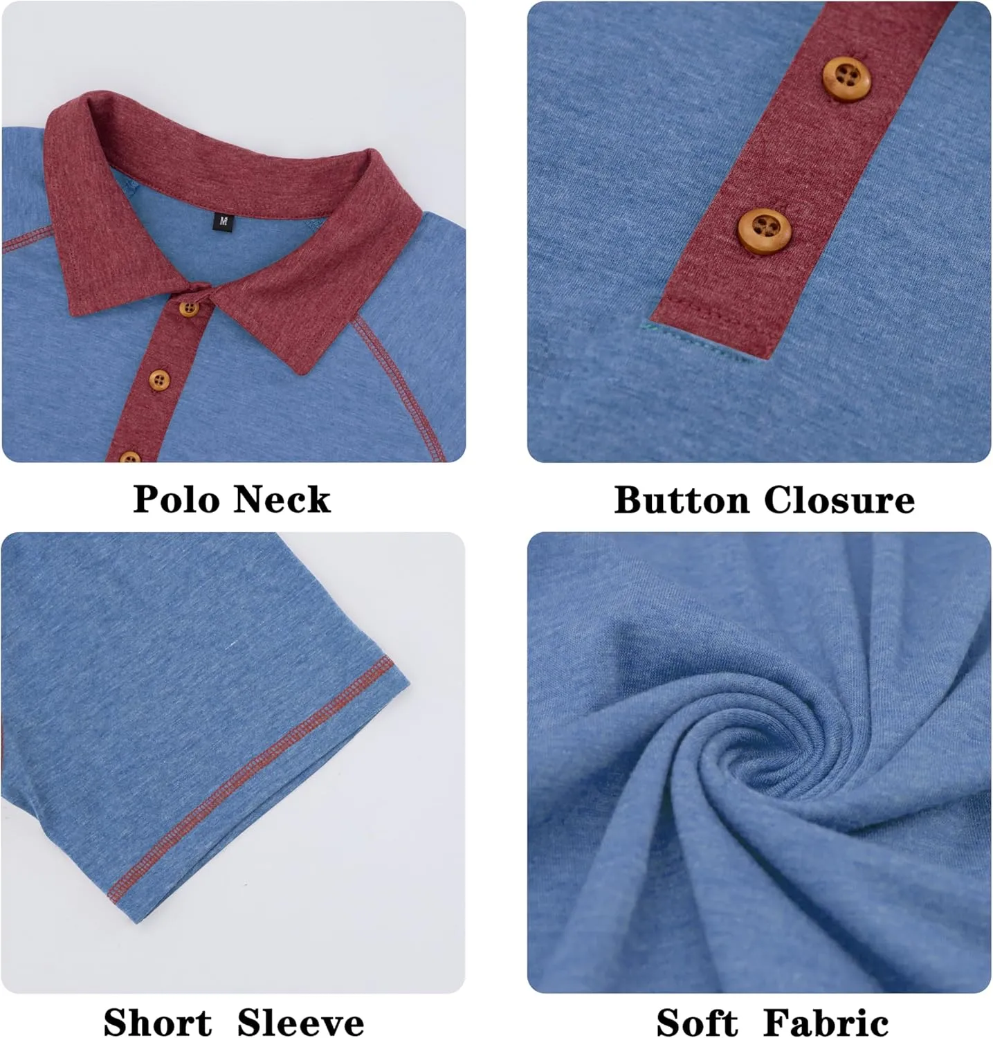 Men's Polo Shirts Short Sleeve Casual Vintage Collared Button Basic Golf Raglan Tee T-Shirts