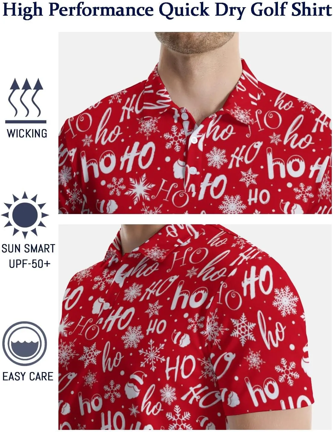 Mens Polo Shirts Short Sleeve Funny Printed Performance Moisture Wicking Quick Dry Mens Golf Shirts