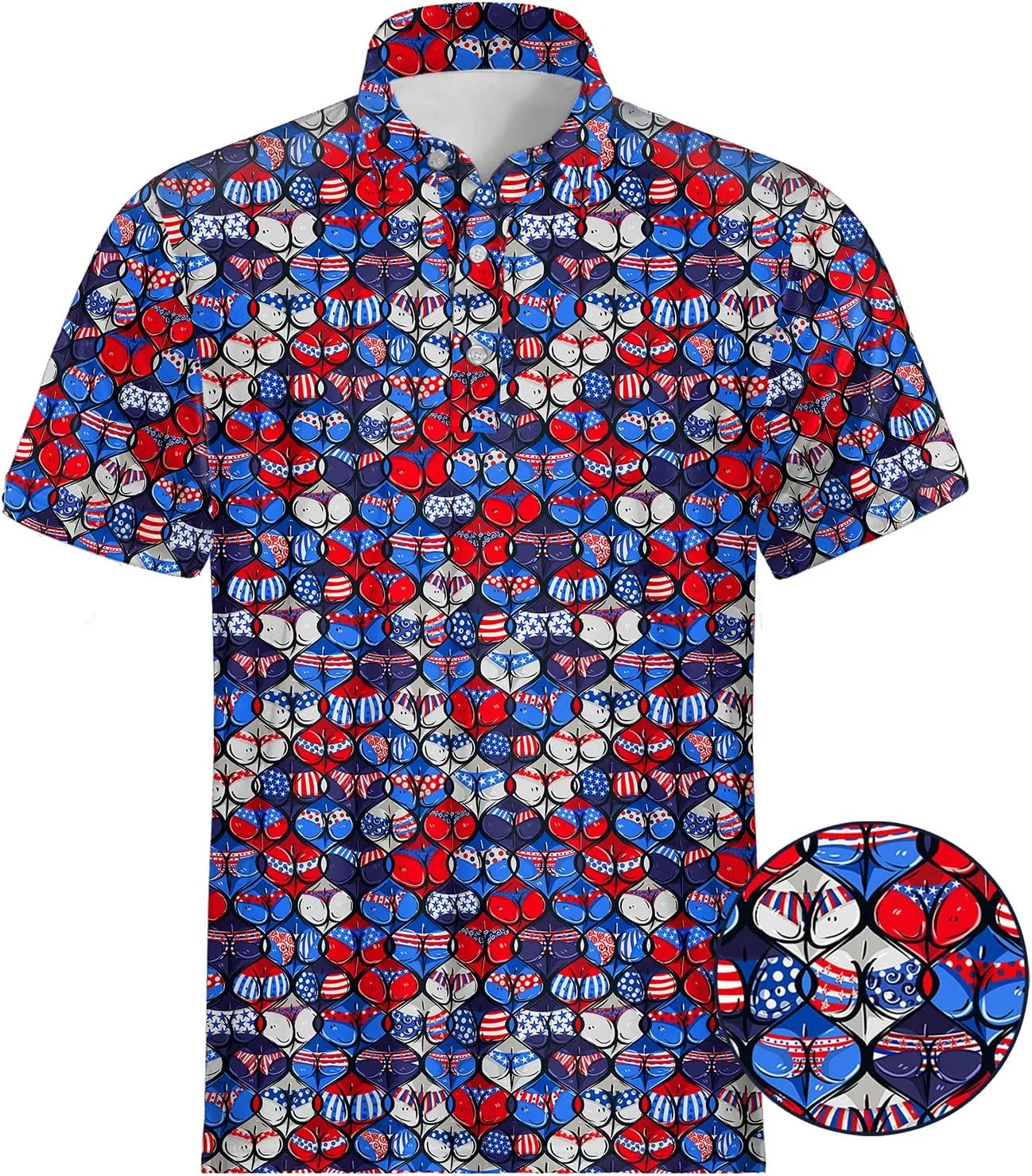 Mens Polo Shirts Short Sleeve Funny Printed Performance Moisture Wicking Quick Dry Mens Golf Shirts