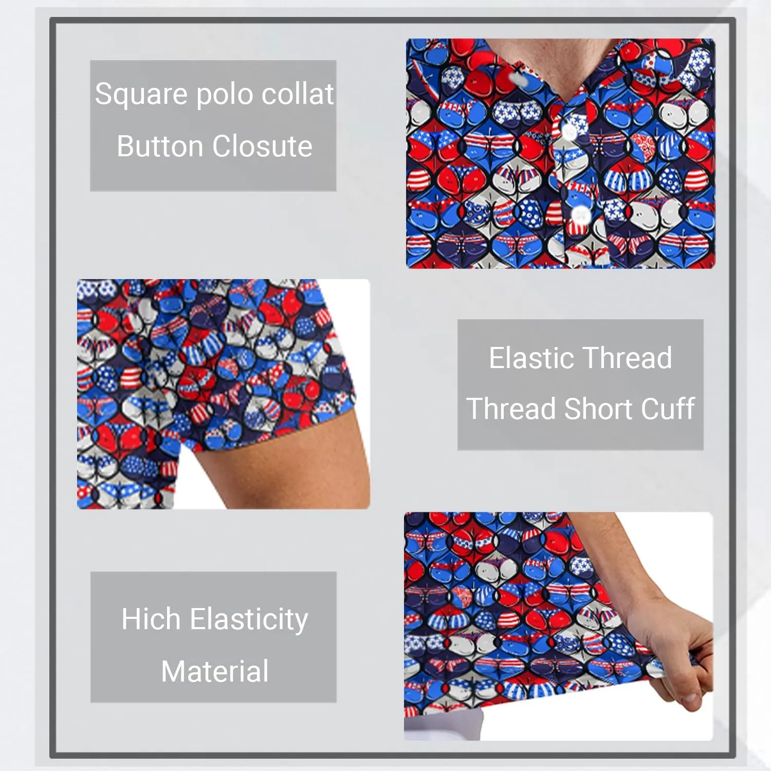 Mens Polo Shirts Short Sleeve Funny Printed Performance Moisture Wicking Quick Dry Mens Golf Shirts
