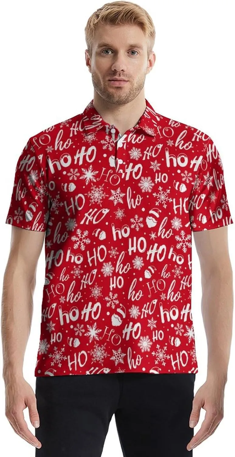 Mens Polo Shirts Short Sleeve Funny Printed Performance Moisture Wicking Quick Dry Mens Golf Shirts