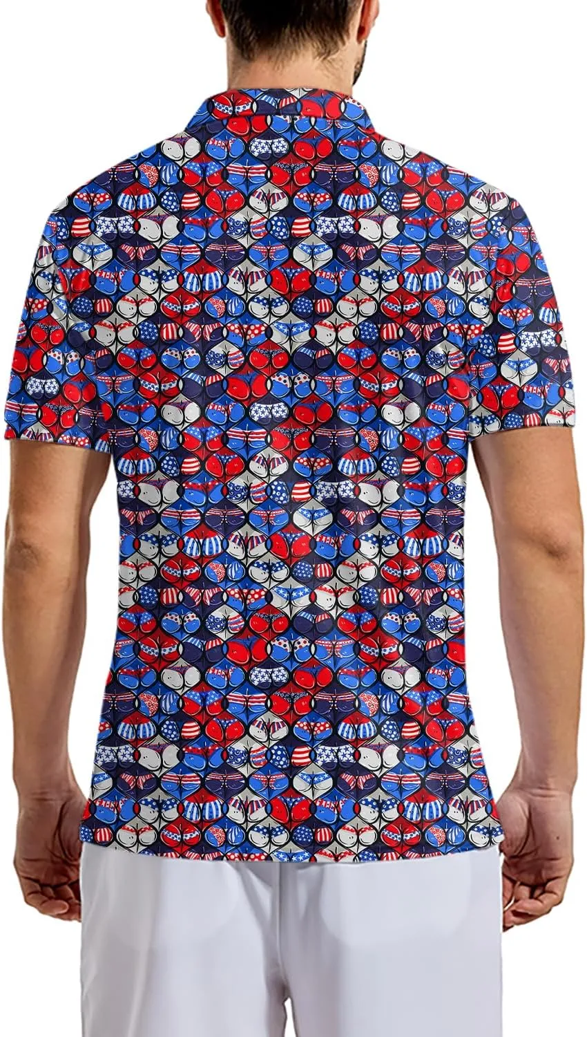 Mens Polo Shirts Short Sleeve Funny Printed Performance Moisture Wicking Quick Dry Mens Golf Shirts