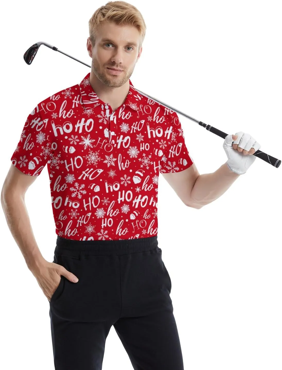 Mens Polo Shirts Short Sleeve Funny Printed Performance Moisture Wicking Quick Dry Mens Golf Shirts