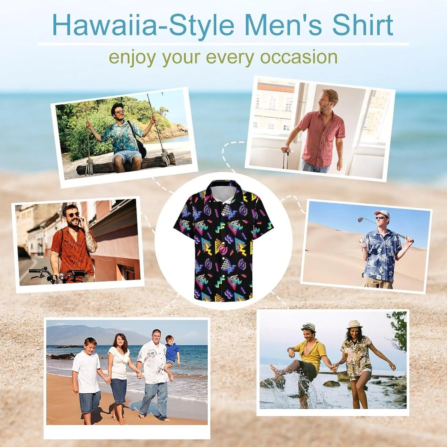 Mens Shirts 80s 90s Shirts for Men Casual Button Down Short Sleeve Shirt, Funny Party Quick Dry Mens Clothing