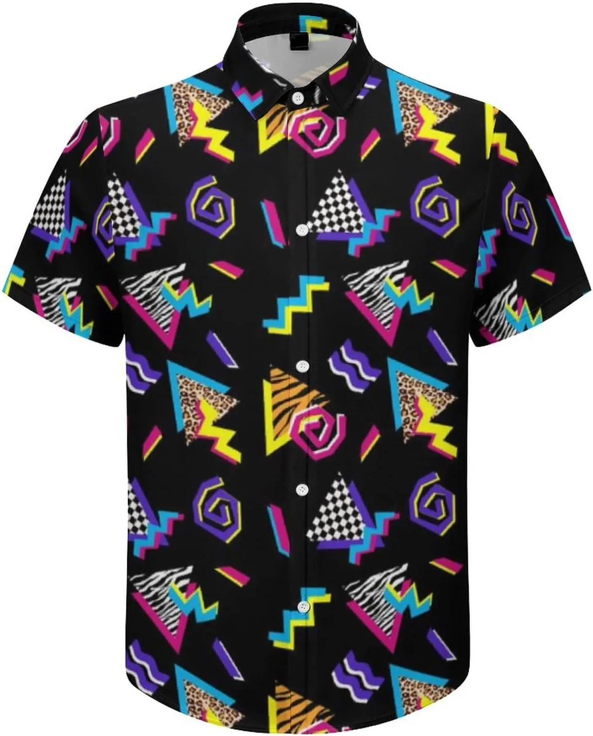 Mens Shirts 80s 90s Shirts for Men Casual Button Down Short Sleeve Shirt, Funny Party Quick Dry Mens Clothing