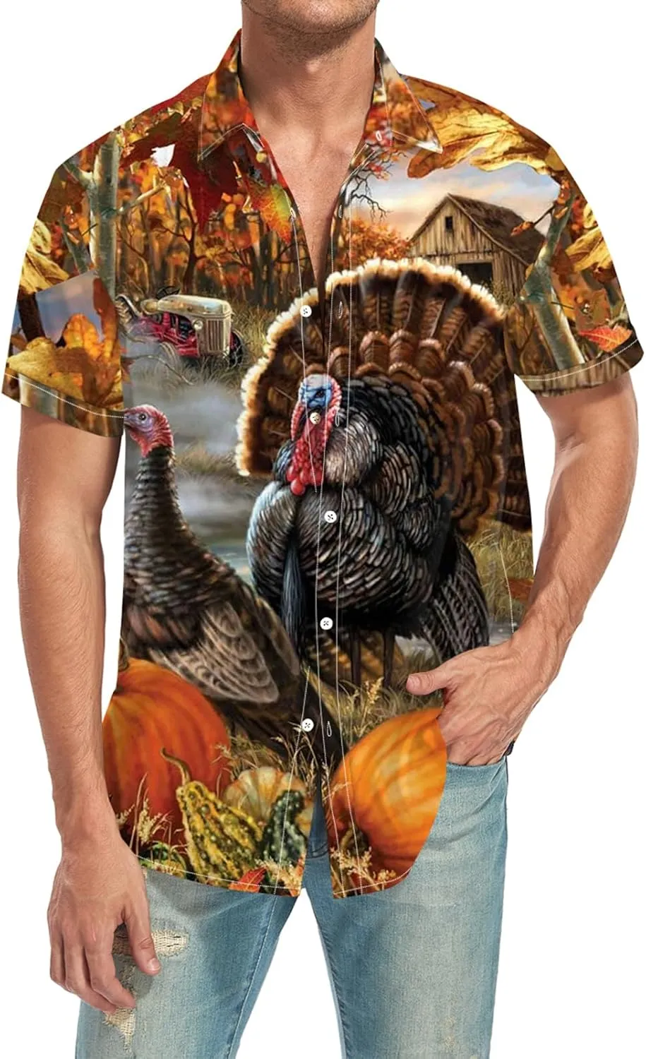 Men's Short Sleeve Button Down Bowling Shirts Hawaiian Casual Printed Summer Regular Fit Beach Aloha Shirt