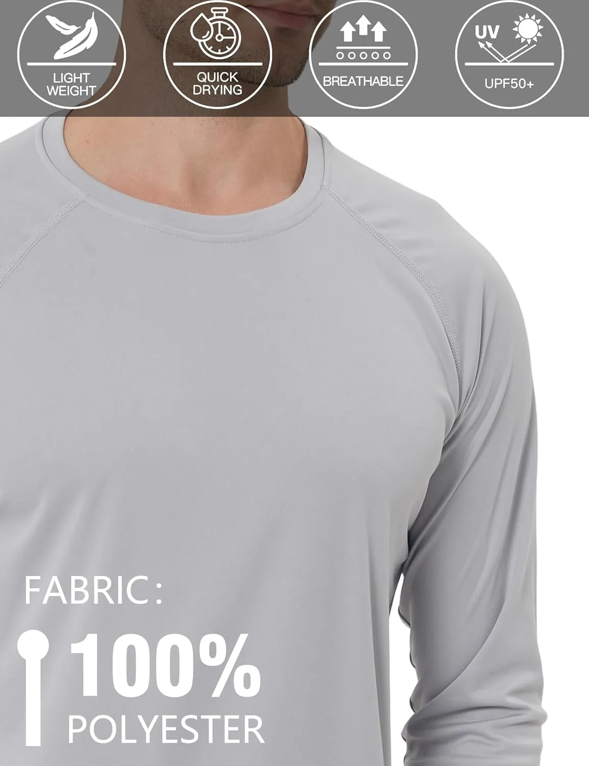 Men's Sun Shirts UPF 50  Protection Shirts Rash Guard Long Sleeve Sun SPF Fishing Shirt UV for Outdoor Cycling