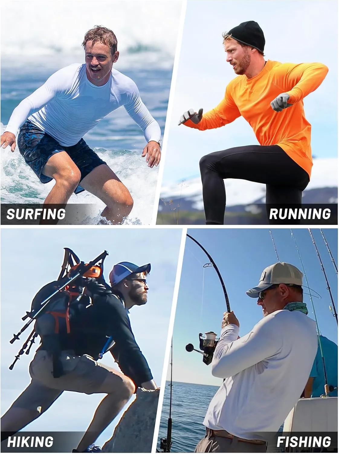 Men's Sun Shirts UPF 50  Protection Shirts Rash Guard Long Sleeve Sun SPF Fishing Shirt UV for Outdoor Cycling