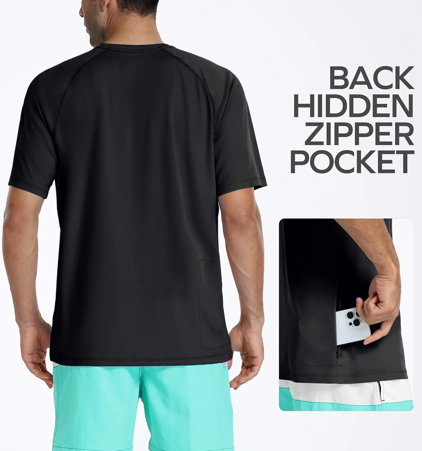 Men's Swim Shirt Quick Dry Sun Shirts UPF50  Rash Guard for Men Short Sleeve UV Sun Protection Beach Shirts