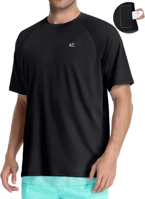 Men's Swim Shirt Quick Dry Sun Shirts UPF50  Rash Guard for Men Short Sleeve UV Sun Protection Beach Shirts