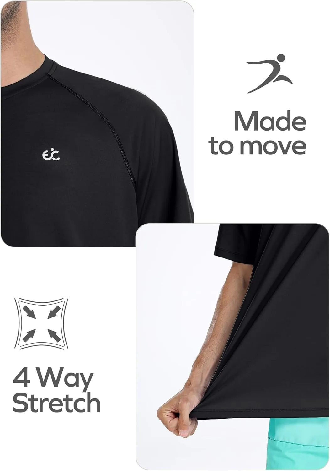 Men's Swim Shirt Quick Dry Sun Shirts UPF50  Rash Guard for Men Short Sleeve UV Sun Protection Beach Shirts