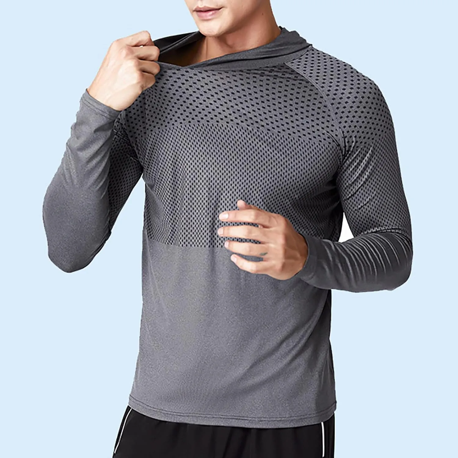 Mens UPF 50  Sun Protection Hoodie Long Sleeve Rash Guard Outdoor Lightweight Quick Dry Fishing Shirts SPF UV Shirts