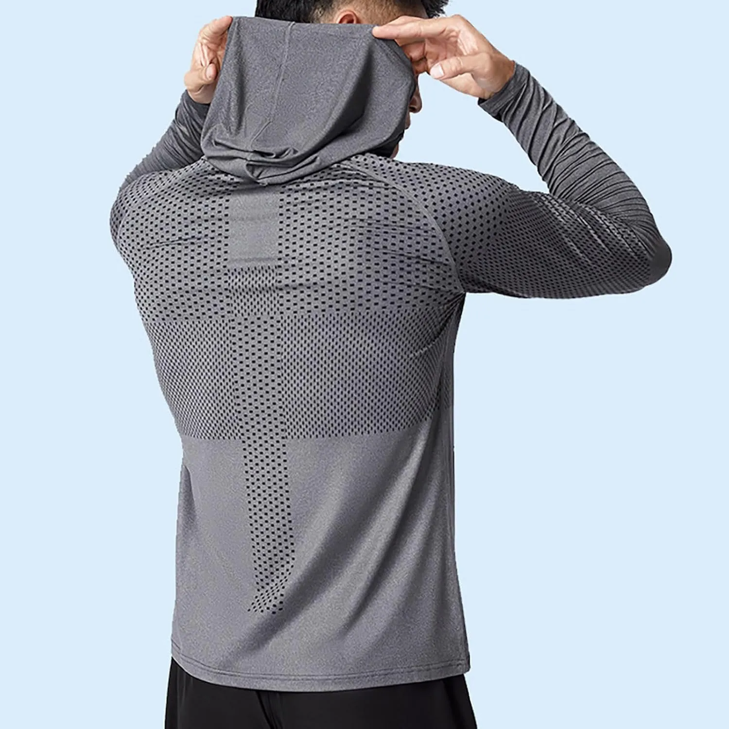 Mens UPF 50  Sun Protection Hoodie Long Sleeve Rash Guard Outdoor Lightweight Quick Dry Fishing Shirts SPF UV Shirts