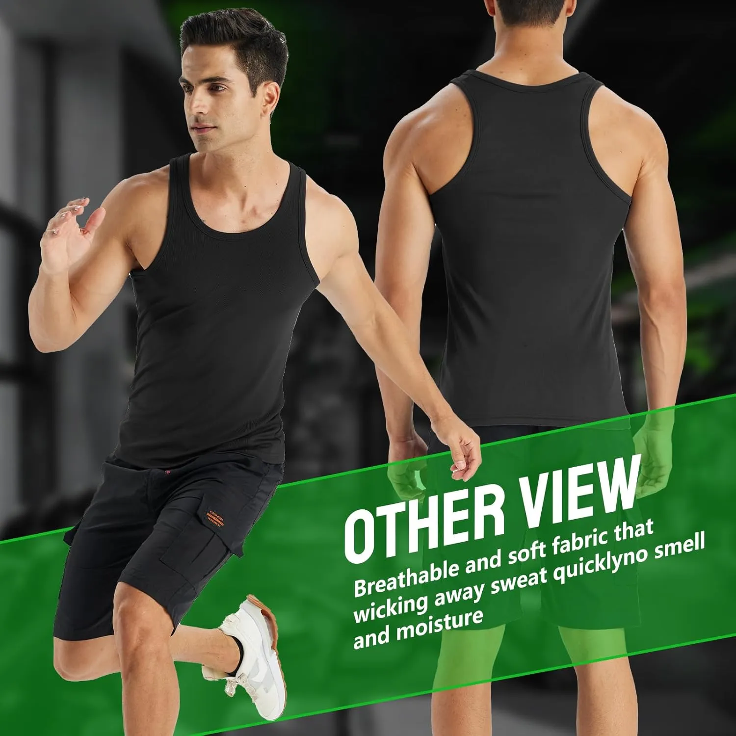 Mens Workout Tank Top 2 Pack Quick Dry Bodybuilding Sleeveless Gym Muscle T Shirts Running Basketball