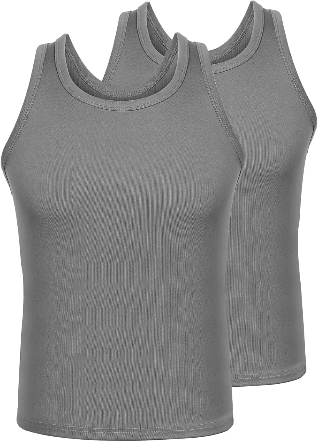 Mens Workout Tank Top 2 Pack Quick Dry Bodybuilding Sleeveless Gym Muscle T Shirts Running Basketball