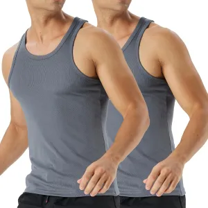 Mens Workout Tank Top 2 Pack Quick Dry Bodybuilding Sleeveless Gym Muscle T Shirts Running Basketball