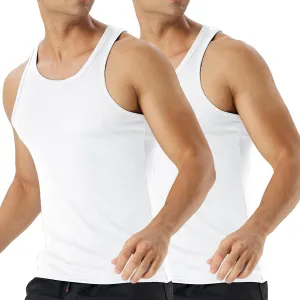 Mens Workout Tank Top 2 Pack Quick Dry Bodybuilding Sleeveless Gym Muscle T Shirts Running Basketball