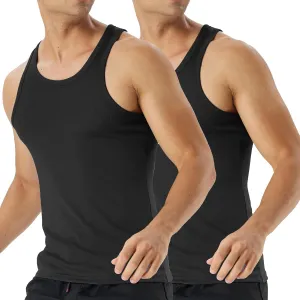 Mens Workout Tank Top 2 Pack Quick Dry Bodybuilding Sleeveless Gym Muscle T Shirts Running Basketball