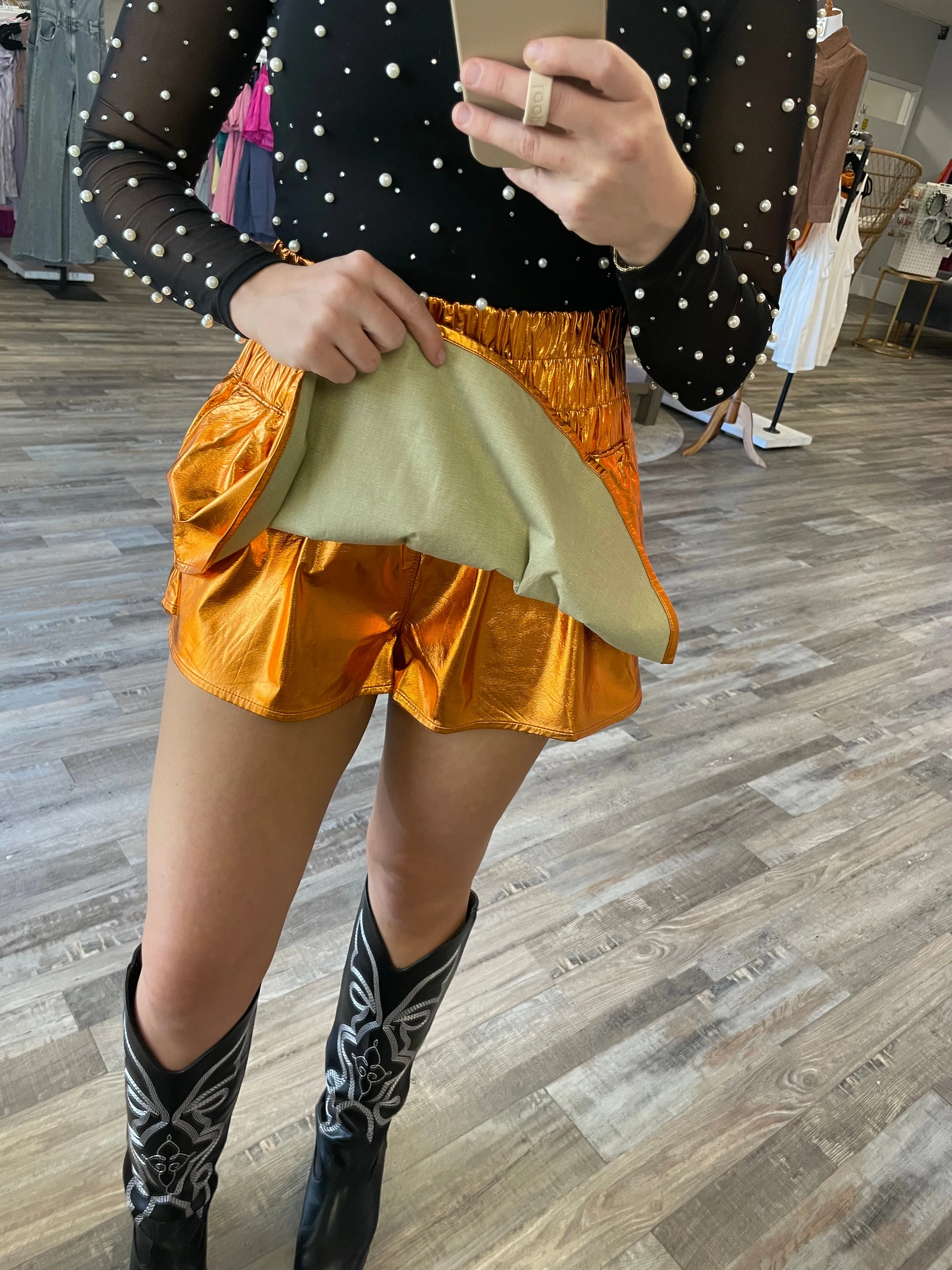 Metallic Sporty Skort - Orange
