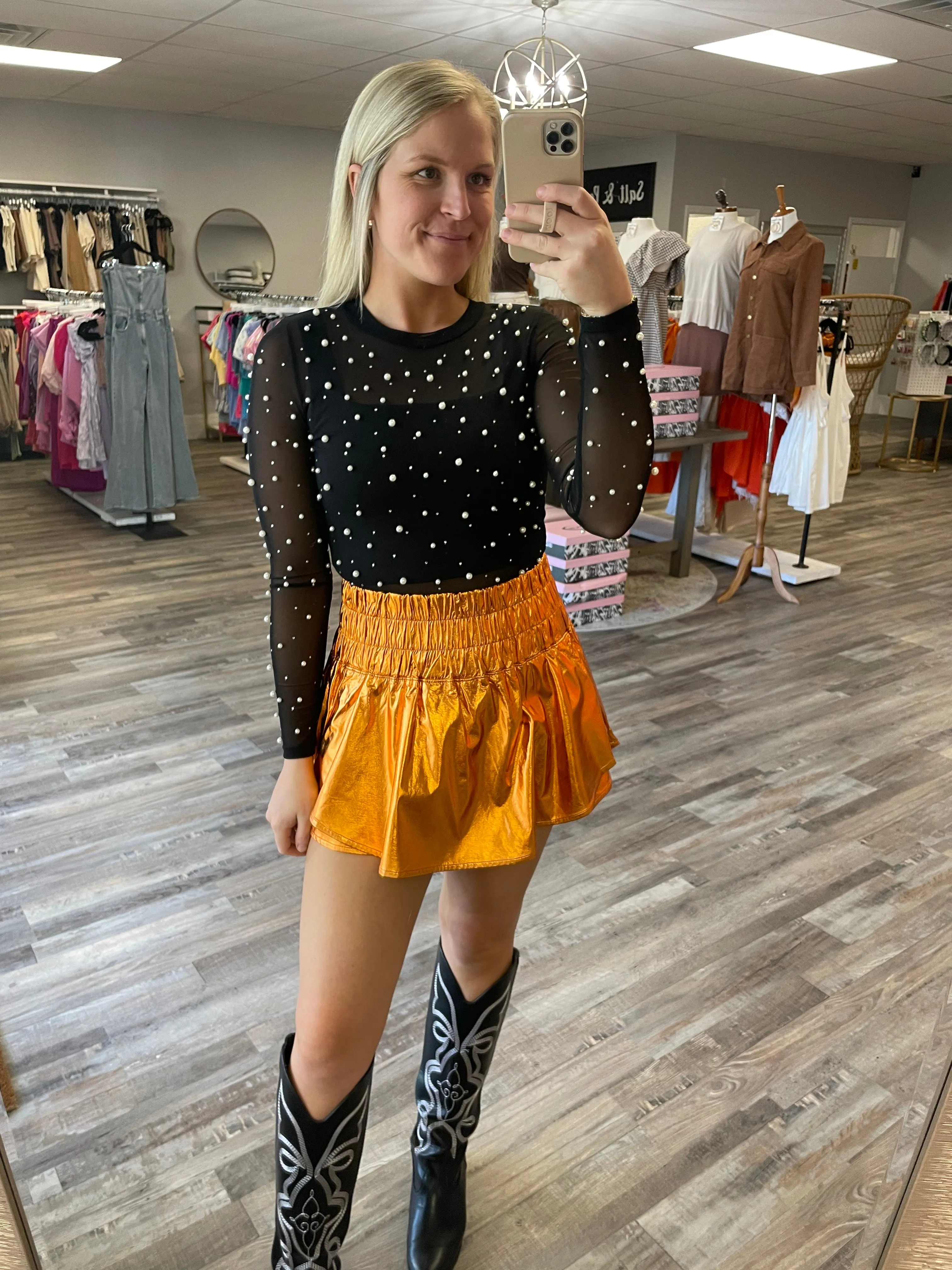 Metallic Sporty Skort - Orange