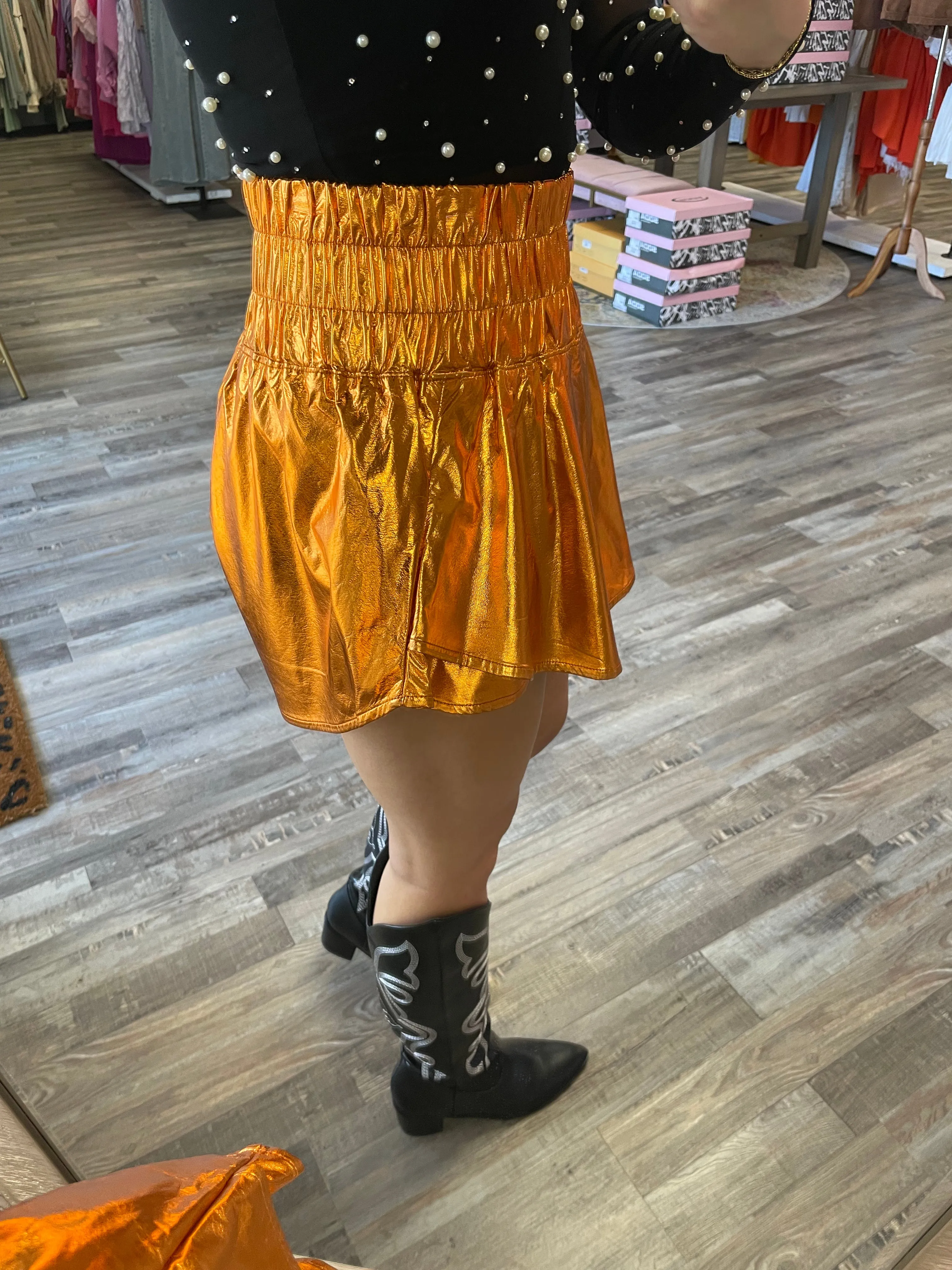 Metallic Sporty Skort - Orange