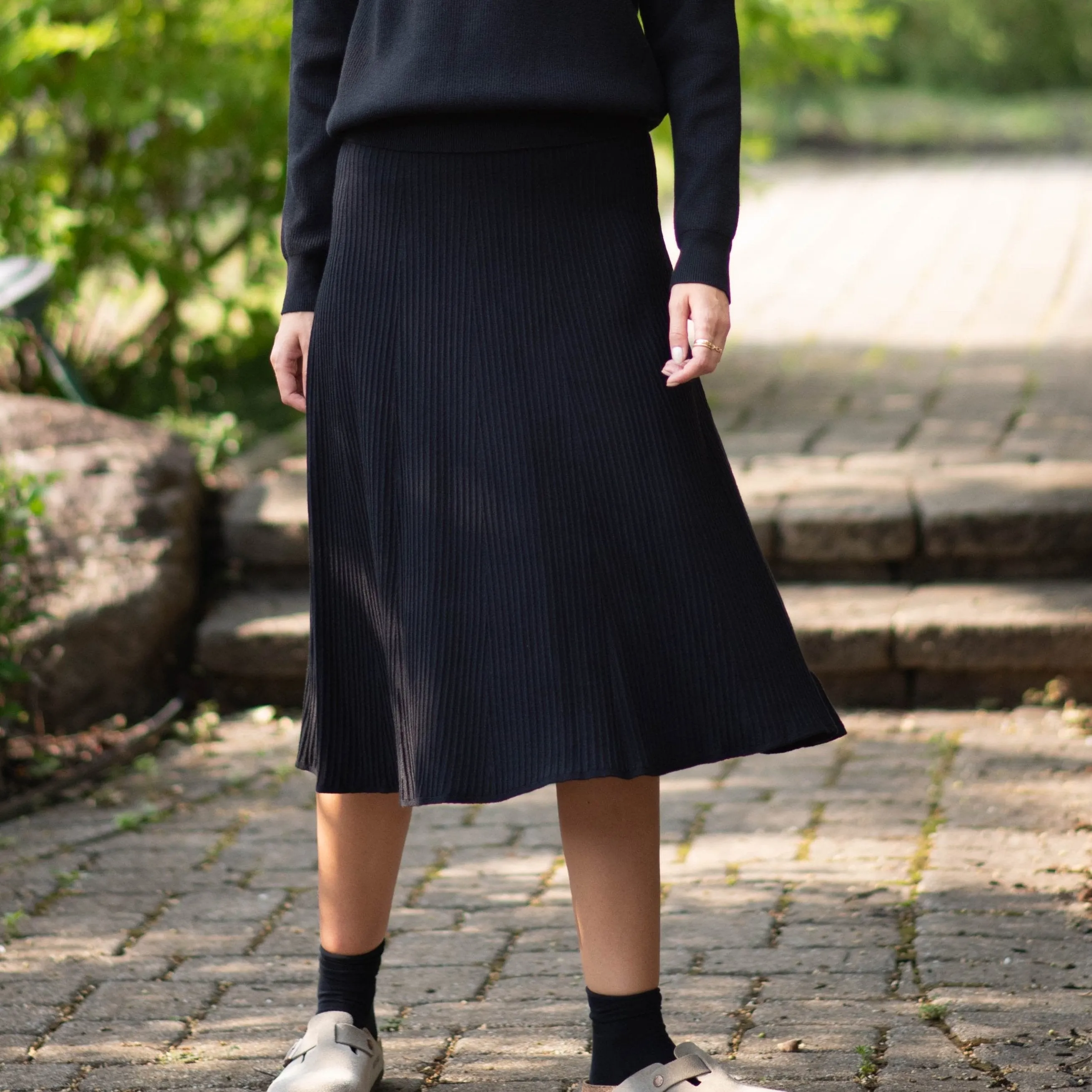 Midi Knit Skirt | Black  [Final Sale]