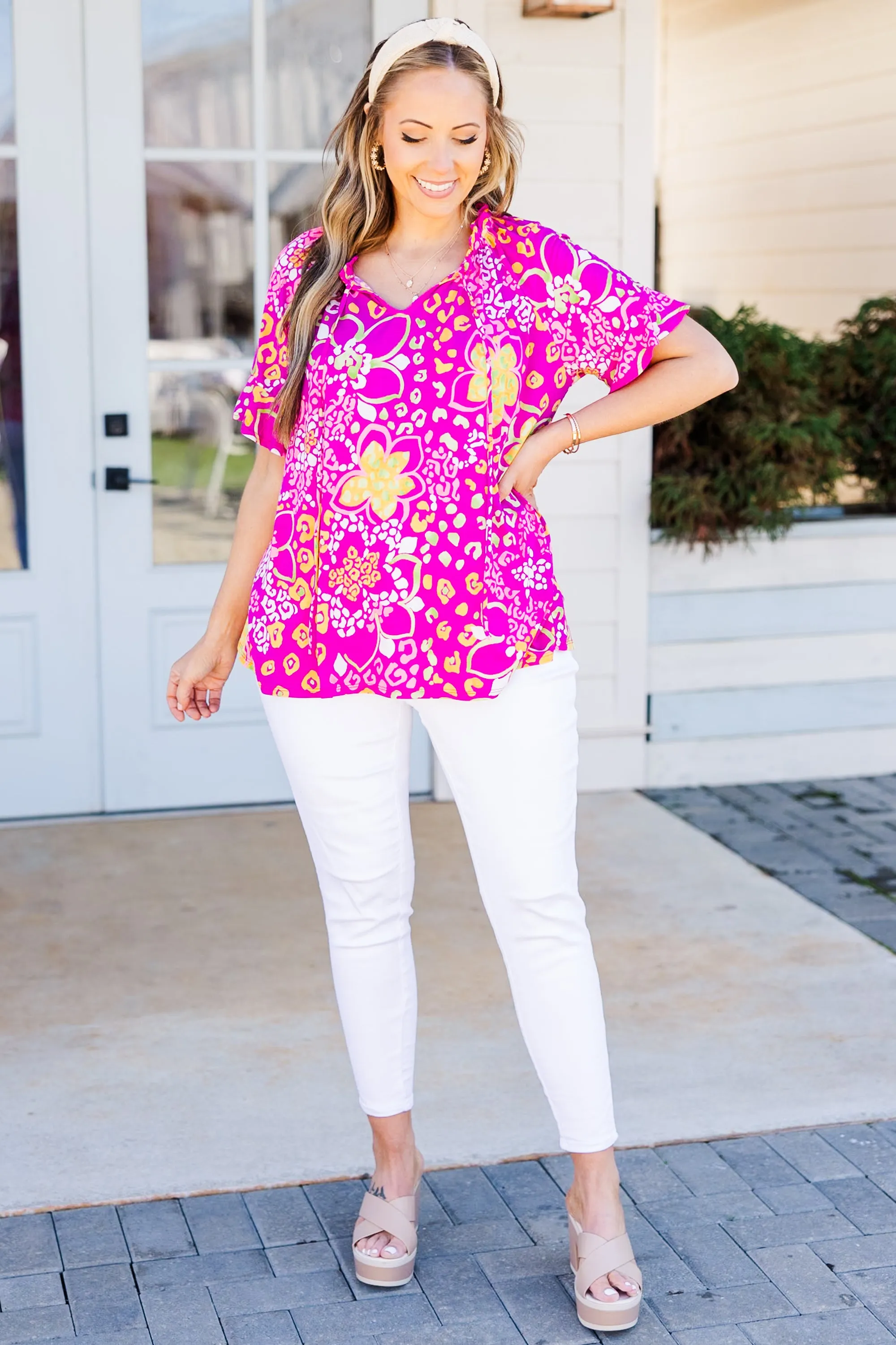 Midnight Chats Top, Magenta/Pink