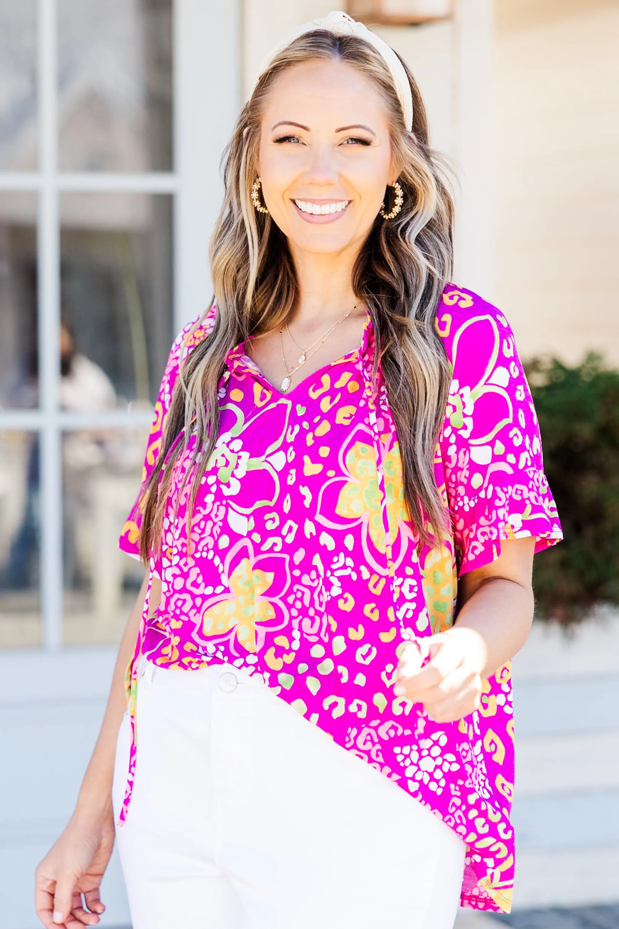 Midnight Chats Top, Magenta/Pink