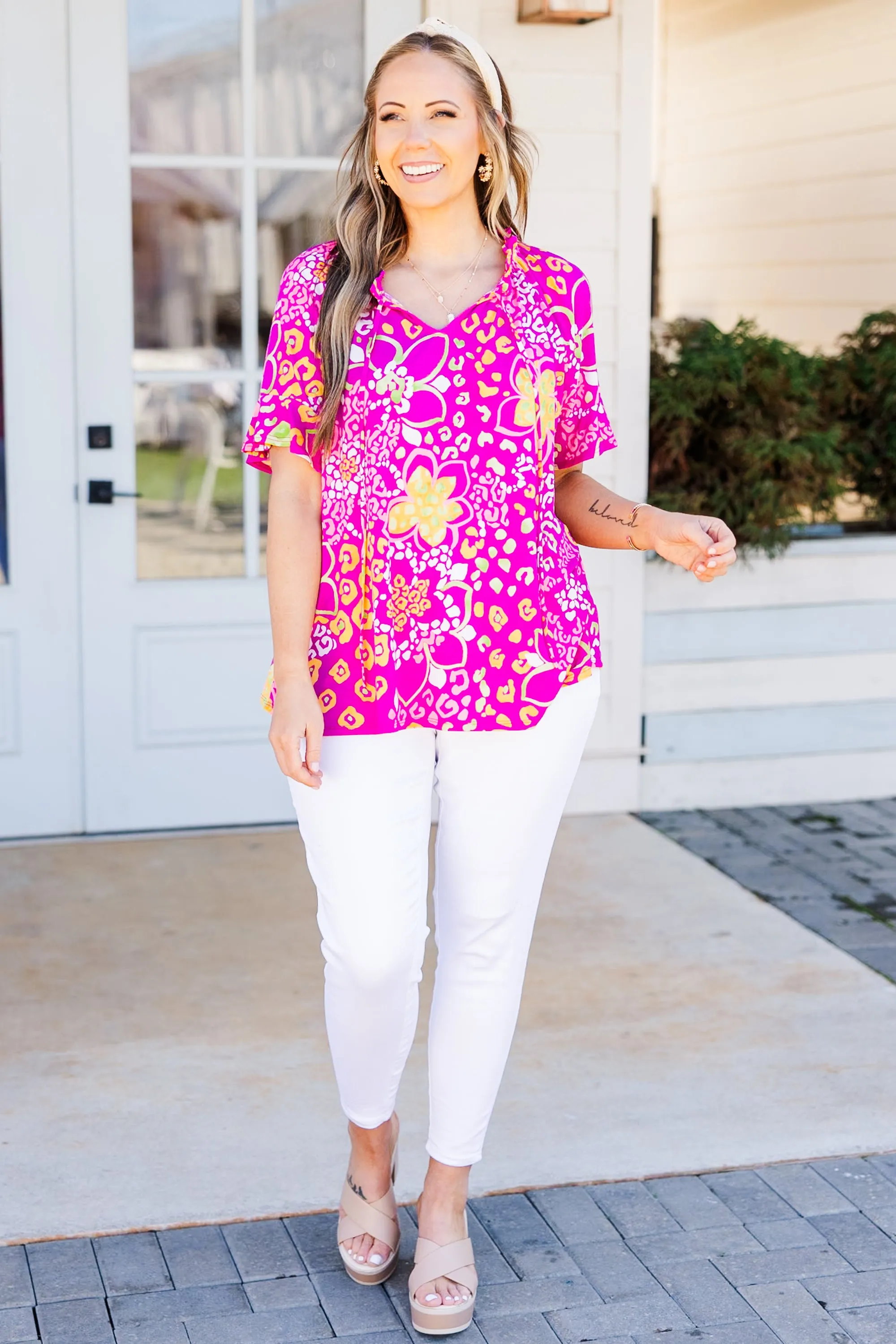 Midnight Chats Top, Magenta/Pink