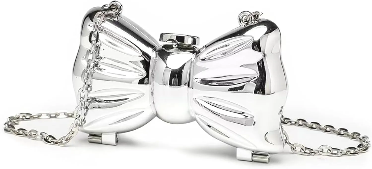 Mini Evening Bag Novelty Bow Shaped Clutch Purse for Women, Small Crossbody Handbag with Mirror for Weddings Party 2025