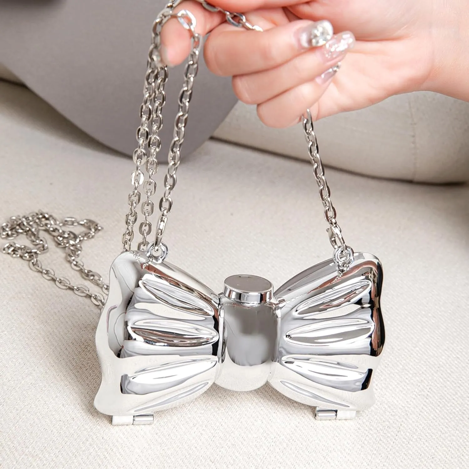 Mini Evening Bag Novelty Bow Shaped Clutch Purse for Women, Small Crossbody Handbag with Mirror for Weddings Party 2025