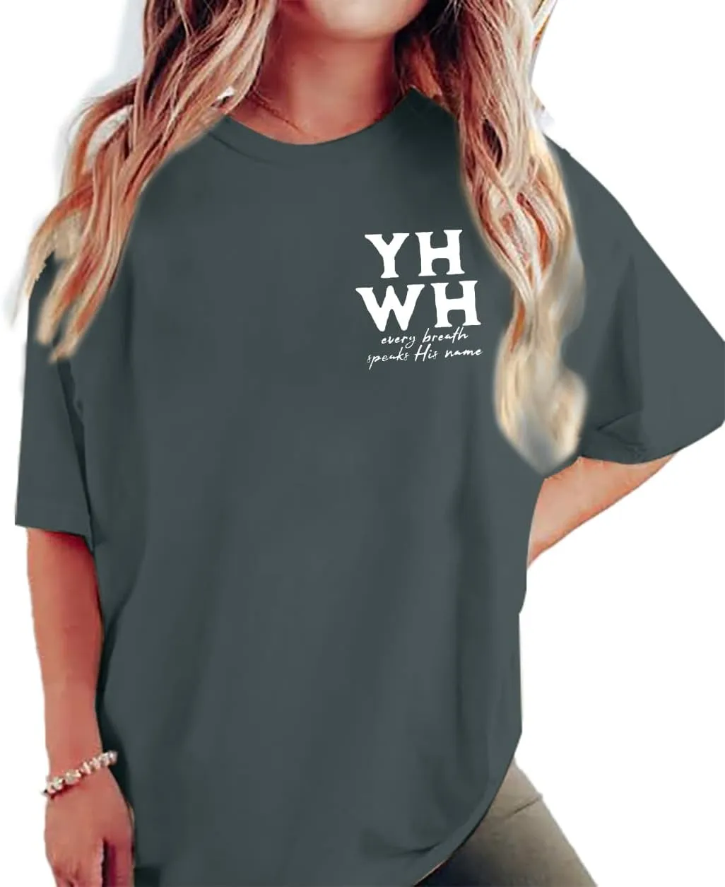 MNLYBABY Christian Oversized Shirt Women YHWH Tshirts Jesus Faith Inspirational Casual Tee Tops