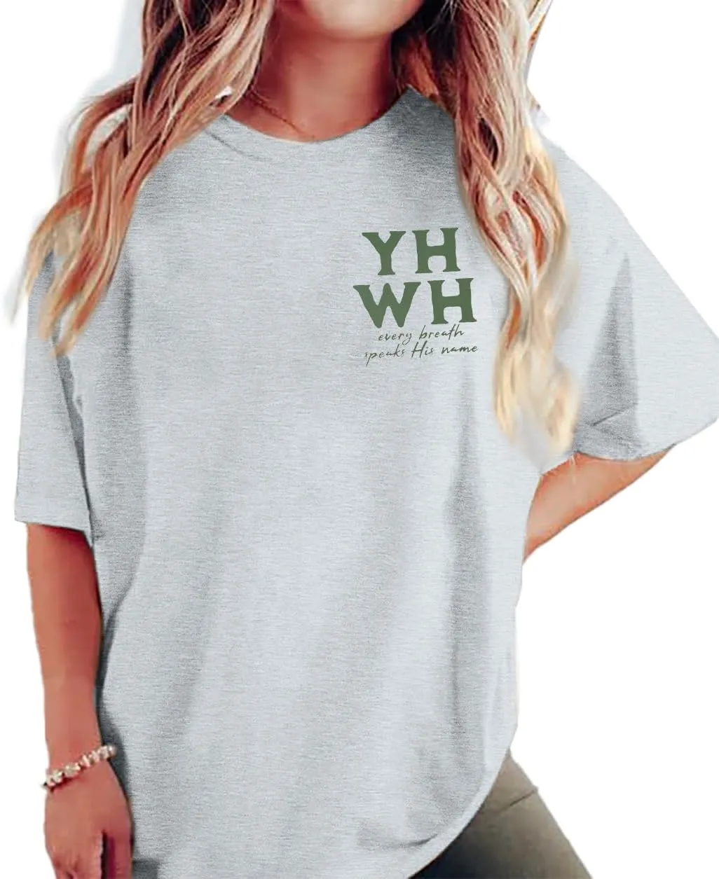 MNLYBABY Christian Oversized Shirt Women YHWH Tshirts Jesus Faith Inspirational Casual Tee Tops
