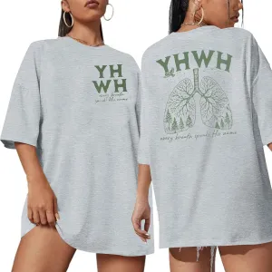 MNLYBABY Christian Oversized Shirt Women YHWH Tshirts Jesus Faith Inspirational Casual Tee Tops
