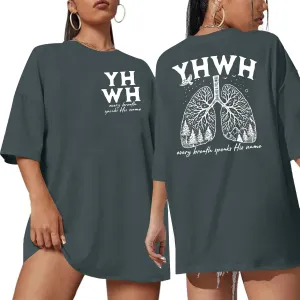 MNLYBABY Christian Oversized Shirt Women YHWH Tshirts Jesus Faith Inspirational Casual Tee Tops