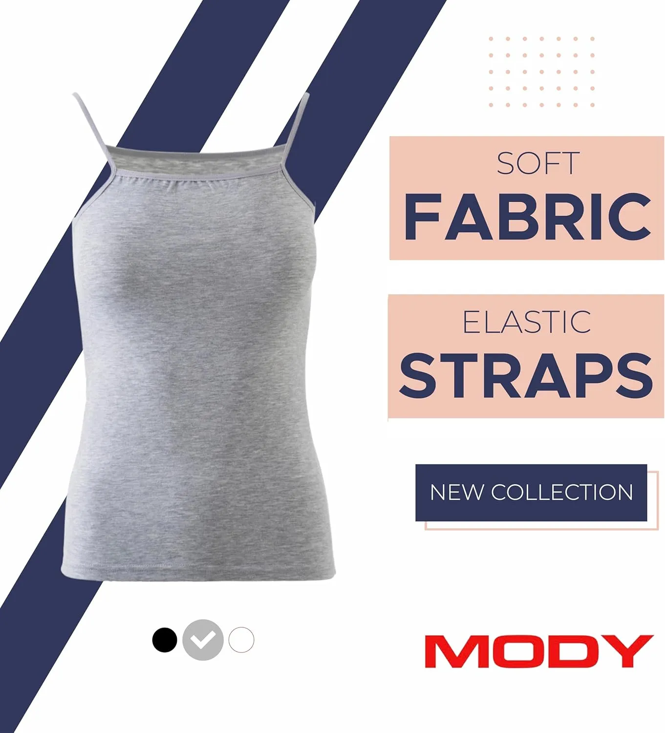 Mody Women's Camisole 3-Pack, Tank Top for Women, Cotton Camisole Tops for Women, Spaghetti Strap Womens Tank Tops Undershirt
