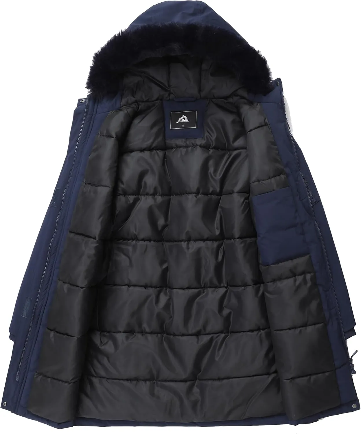 MOERDENG Women's Long Winter Coat Thickened Down Alternative Jacket Warm Puffer Jacket Waterproof Parka
