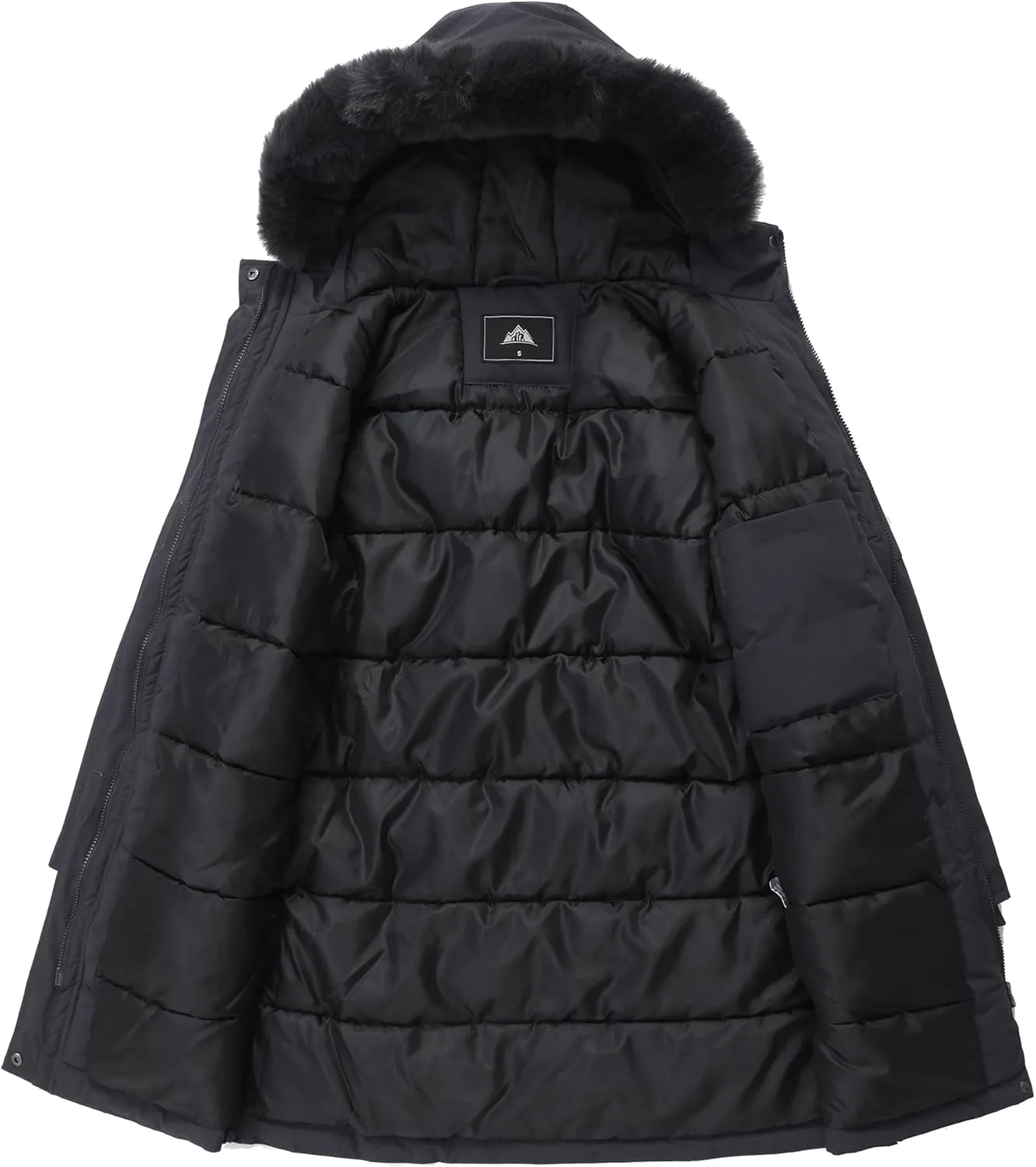 MOERDENG Women's Long Winter Coat Thickened Down Alternative Jacket Warm Puffer Jacket Waterproof Parka