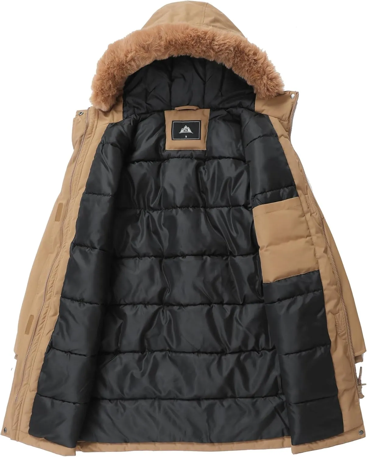 MOERDENG Women's Long Winter Coat Thickened Down Alternative Jacket Warm Puffer Jacket Waterproof Parka