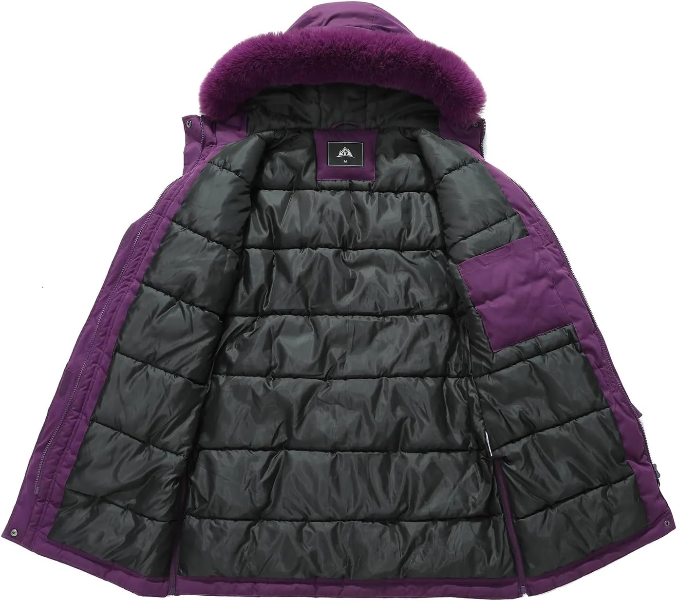MOERDENG Women's Long Winter Coat Thickened Down Alternative Jacket Warm Puffer Jacket Waterproof Parka