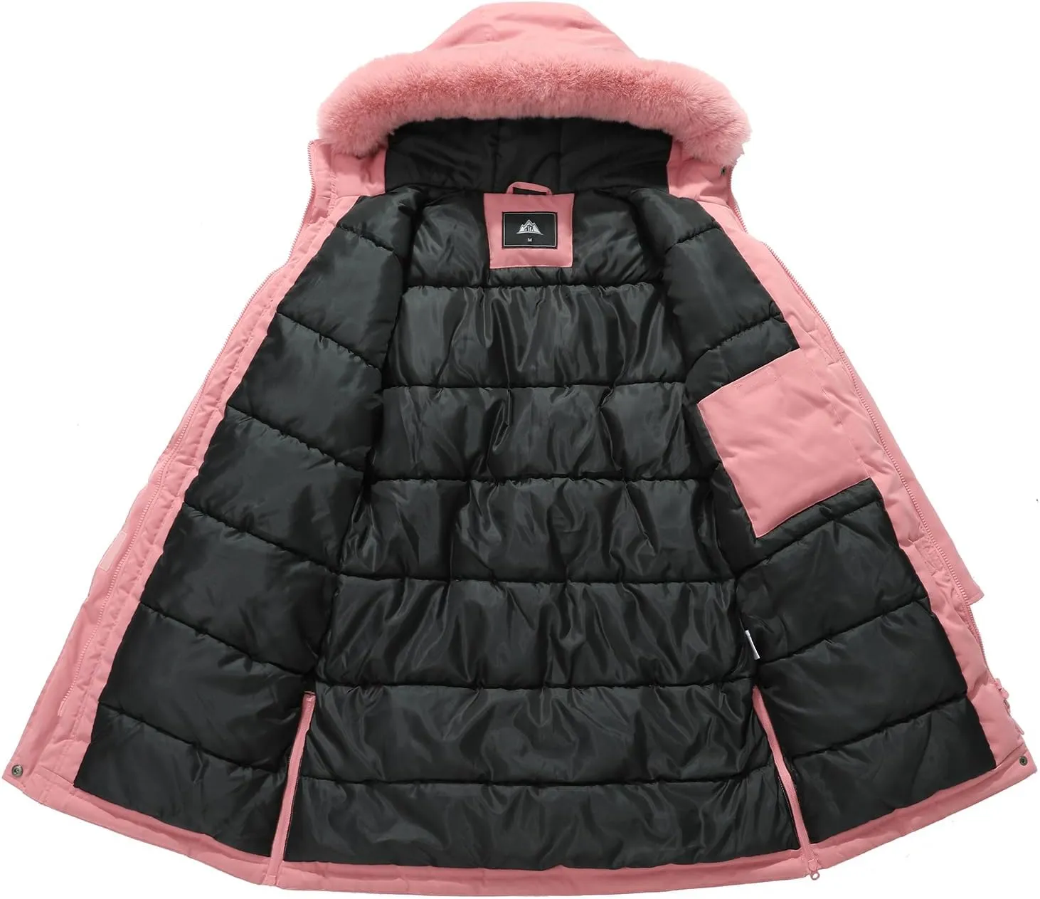 MOERDENG Women's Long Winter Coat Thickened Down Alternative Jacket Warm Puffer Jacket Waterproof Parka