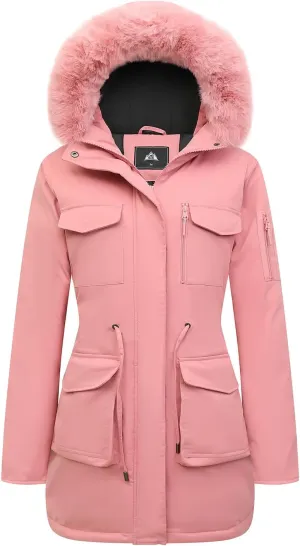 MOERDENG Women's Long Winter Coat Thickened Down Alternative Jacket Warm Puffer Jacket Waterproof Parka