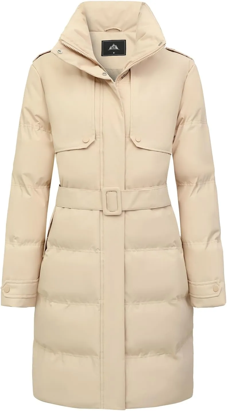 MOERDENG Women's Waterproof Long Winter Coat Warm Puffer Jacket Thickened Down Parka Maxi Coat