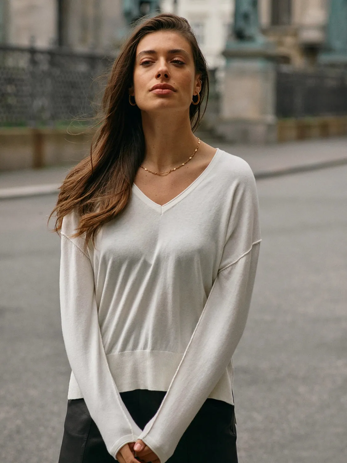 MOS MOSH | TANI V-NECK KNIT - ECRU 158970