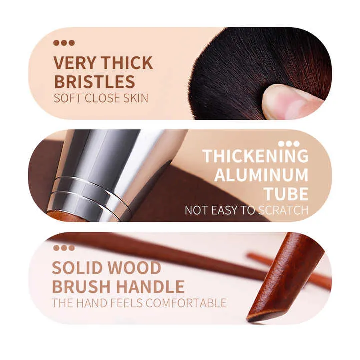 MUF 37 Series High Quality Aluminum Vegan Makeup Brushes with Wooden Handle Vegan Makeup Brushes Wholesale from Factoryفرش مكياج نباتية عالية الجودة مصنوعة من الألومنيوم بمقبض خشبي من سلسلة 37 من MUF فرش مكياج نباتية للبيع بالجملة من المصنع