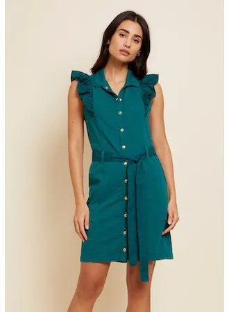 Nation LTD - Fennix Ruffled Collar Mini in Emerald