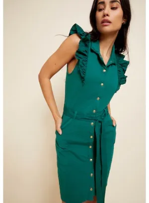 Nation LTD - Fennix Ruffled Collar Mini in Emerald