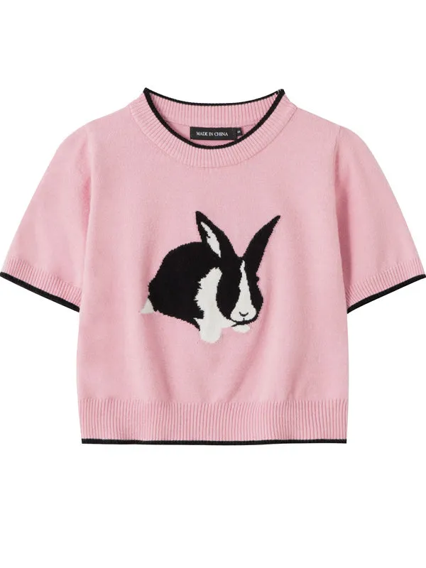 Nvuvu Bunny Print Cute Knit Tank Top