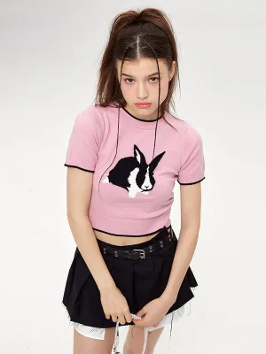 Nvuvu Bunny Print Cute Knit Tank Top