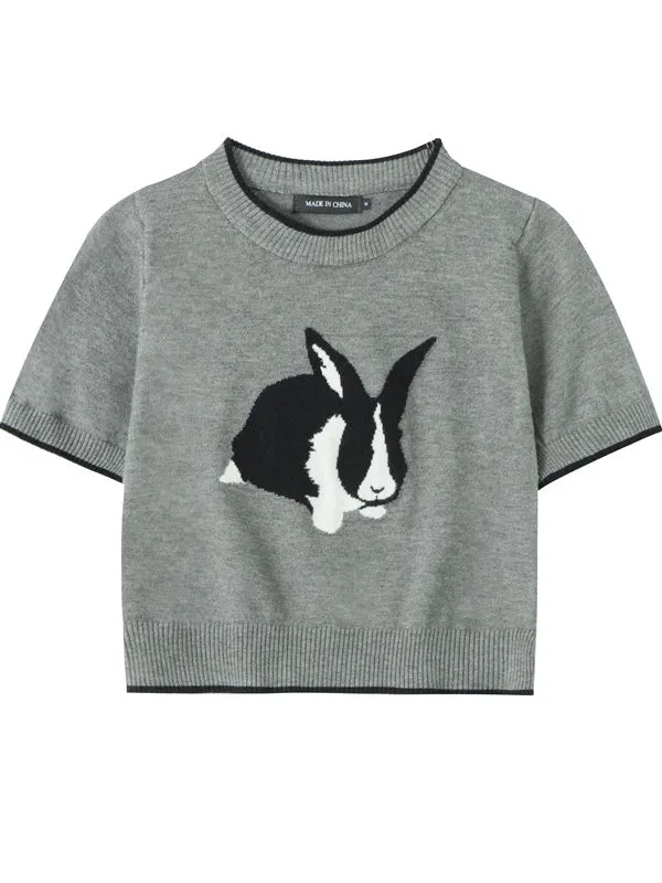 Nvuvu Bunny Print Cute Knit Tank Top